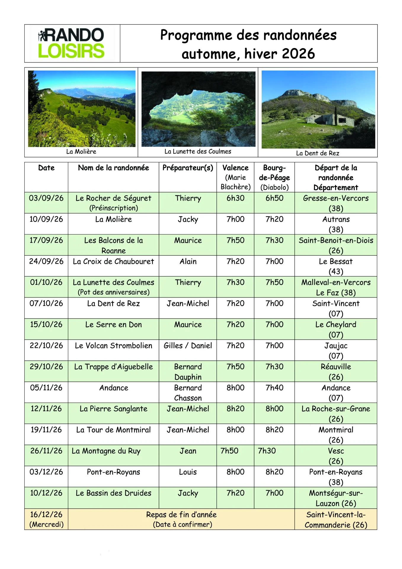 Programme automne hiver 2026