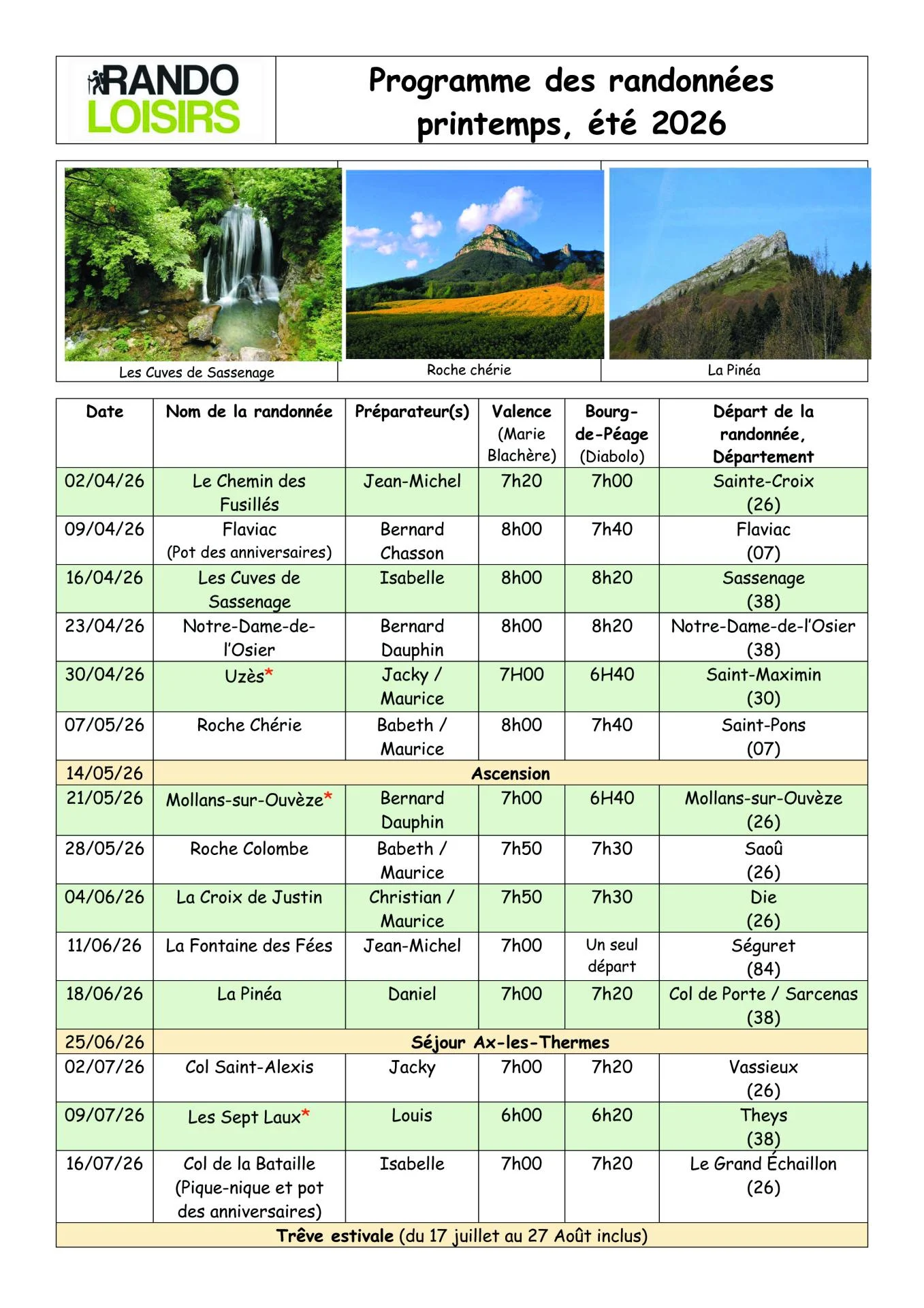 Programme printemps ete 20261